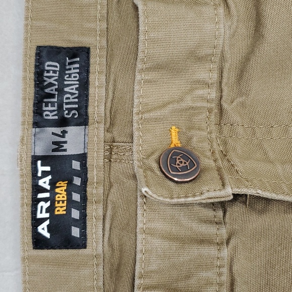 Ariat Rebar M4 pants men's 42 ×30L  field khaki  relaxed straight leg made tough - Picture 12 of 16